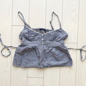Blue and white pinstripe Edith linen Brandy Melville top